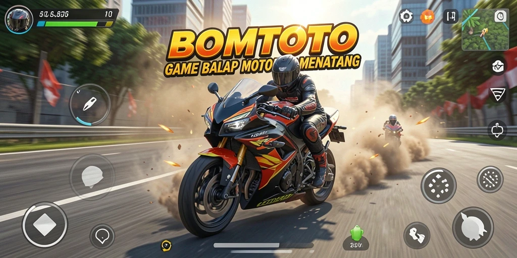 Gameplay seru dengan berbagai motor dan trek balap menantang.