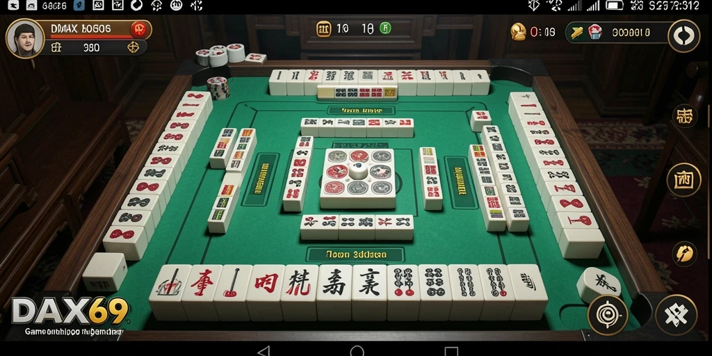 Tampilan gameplay seru di DAX69 dengan elemen Mahjong.