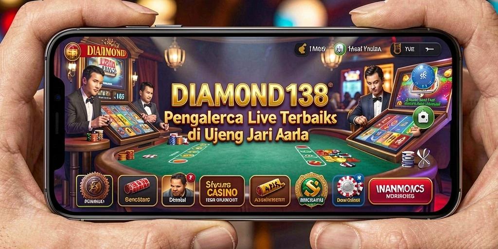 Screenshot gameplay <strong>DIAMOND138</strong> yang menampilkan dealer langsung dan suasana kasino.