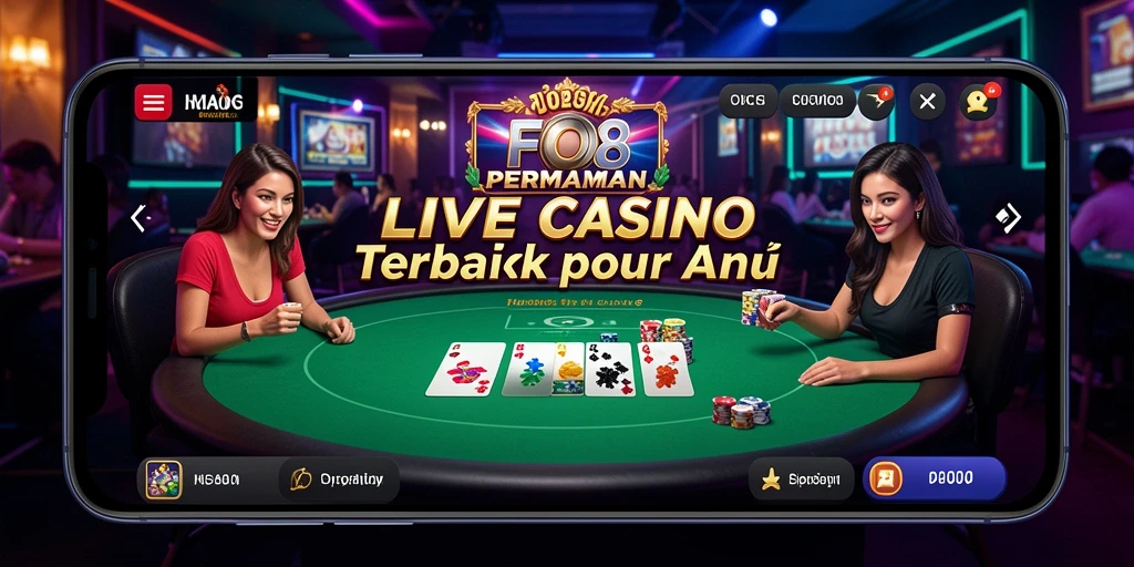 Screenshot gameplay FO8 menunjukkan suasana Live Casino yang menarik.
