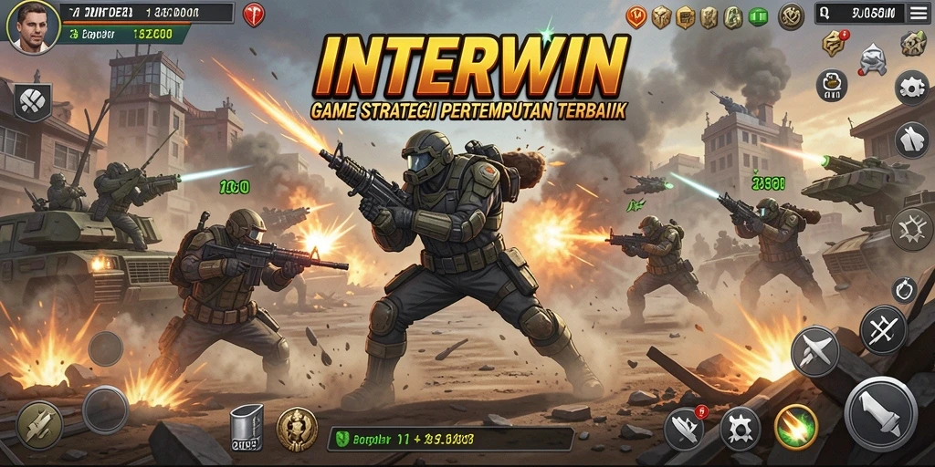 Tangkapan layar gameplay INTERWIN menampilkan strategi pertempuran yang intens.