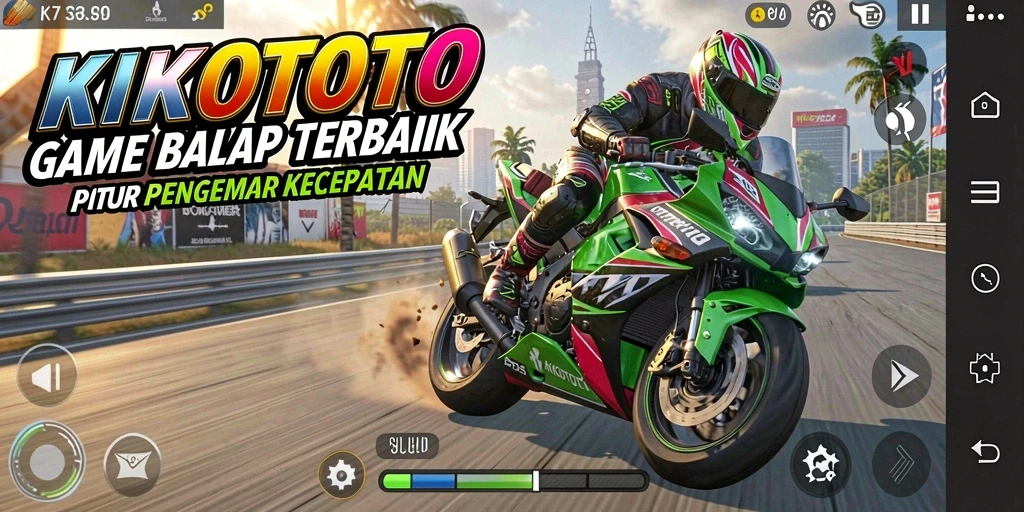 Tampilan gameplay KIKOTOTO yang mendebarkan dan menyenangkan di lintasan balap.