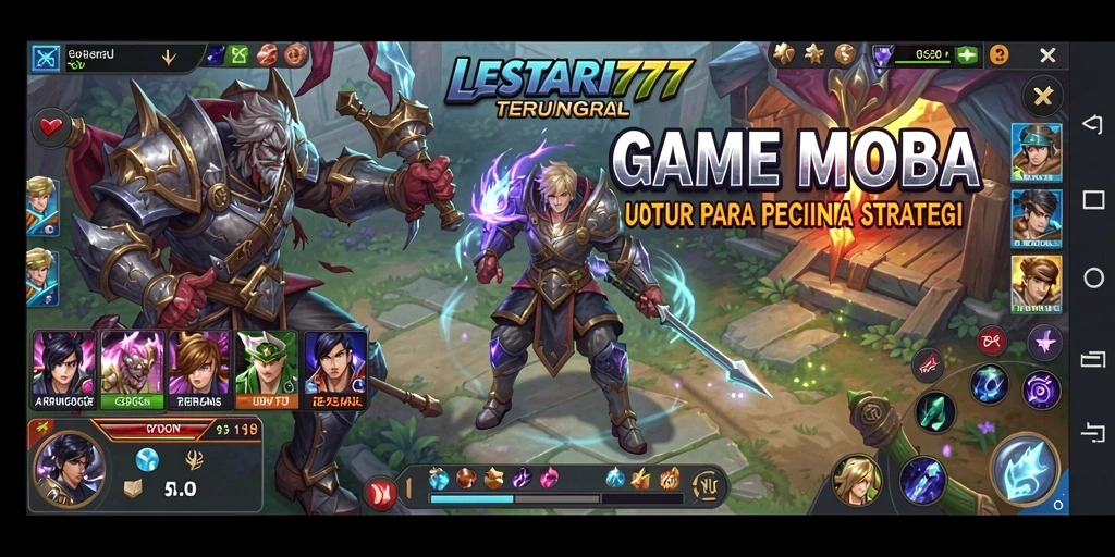 Tangkapan layar LESTARI777 menampilkan aksi seru dalam pertandingan MOBA.