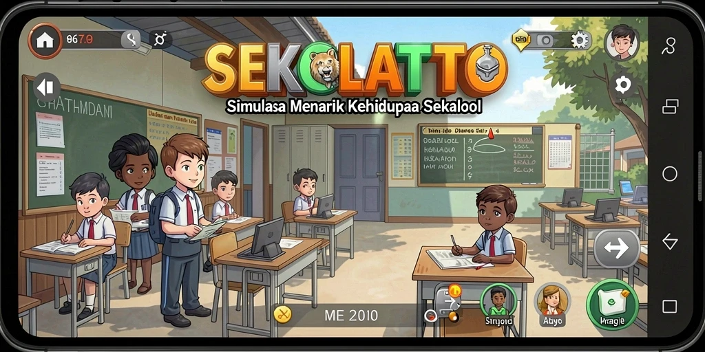 Tampilan gameplay menampilkan interaksi sosial di sekolah.
