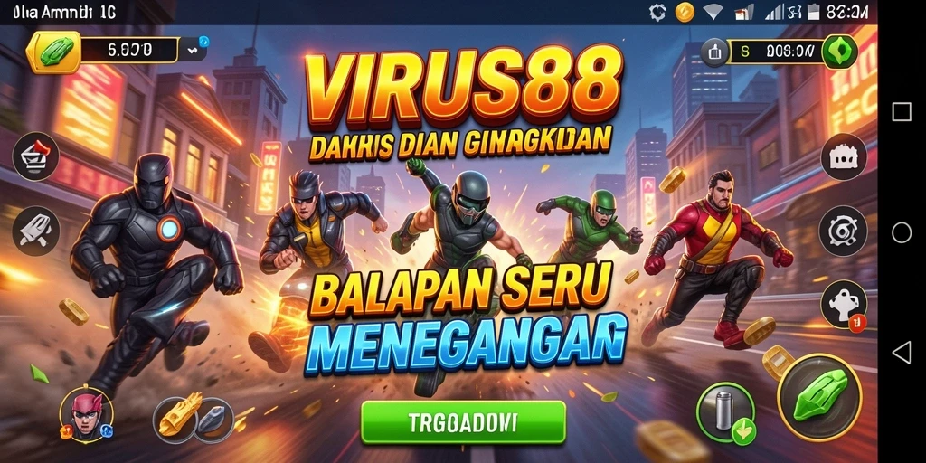Tampilan gameplay Racing yang seru dan mendebarkan dari VIRUS88.
